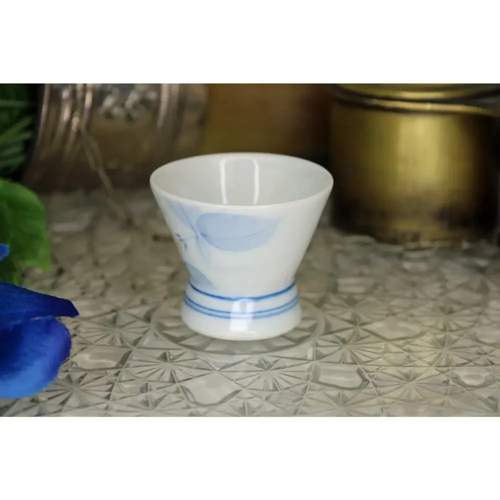 Japanese Blue Floral Tokkuri and Sake Cup Set